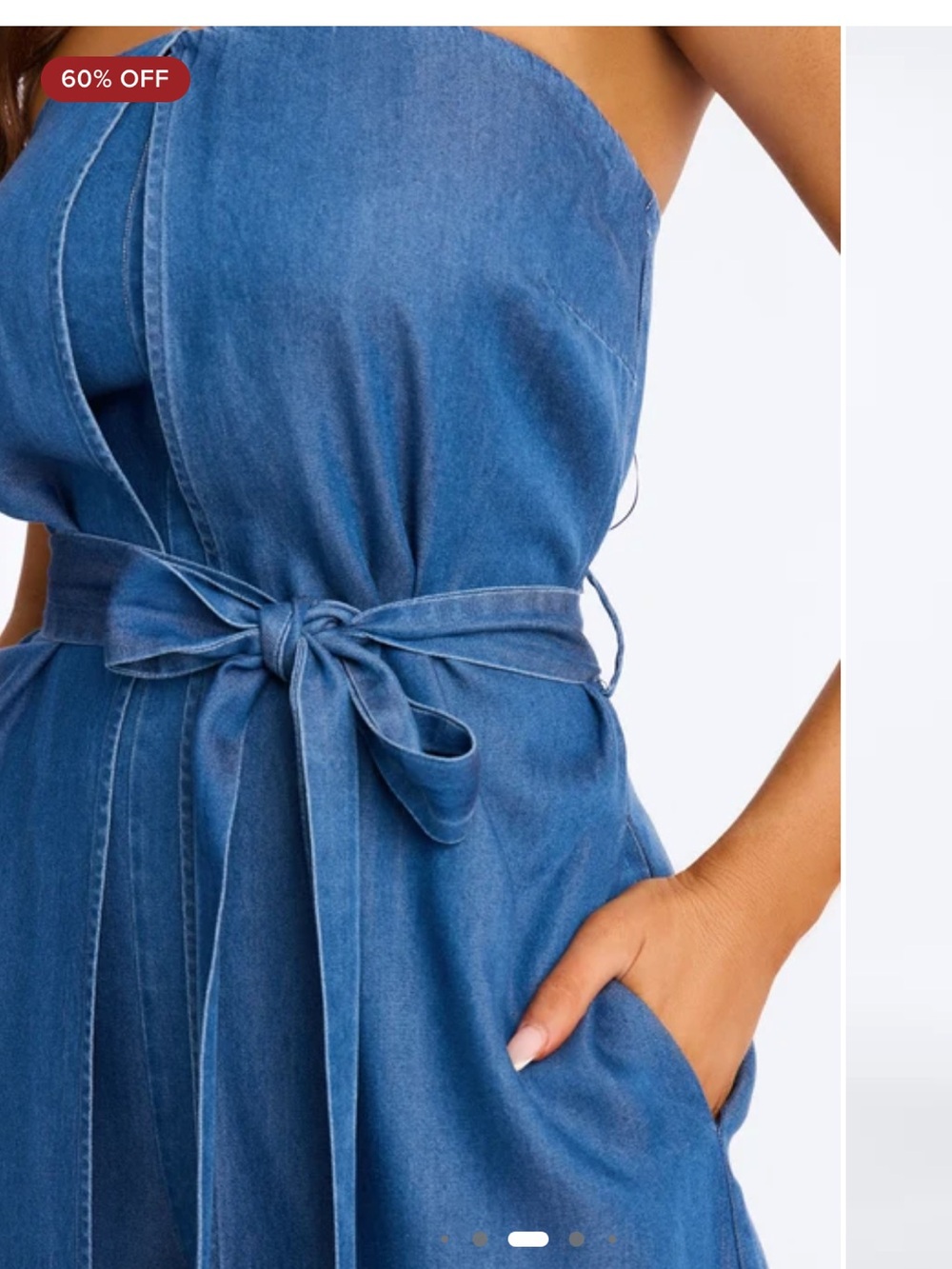 Fashion Nova Strapless Denim Jumpsuit in Blue